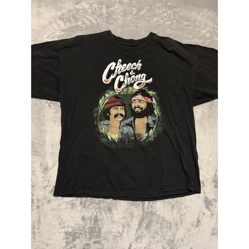 Cheech & Chong T-Shirt Men 2XL Black Graphic Streetwear Workout Crew Neck Tee